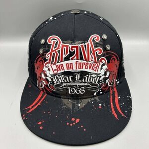 Blac Label Brave Live on Forever Hat Men Black Snap Back Cap New